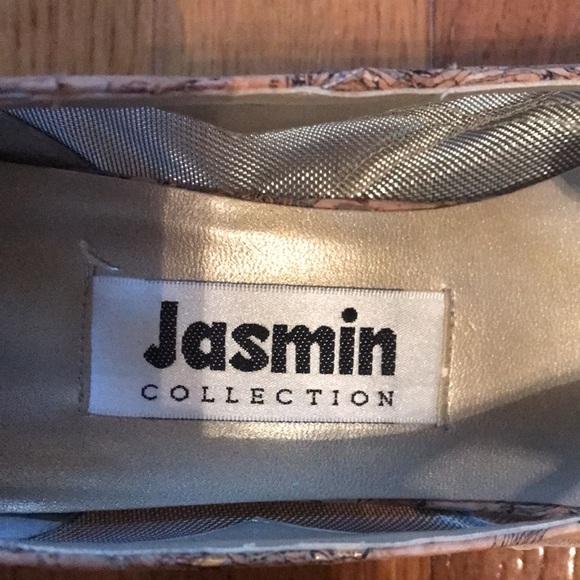 Silver unique wedges with tan, cork, and mesh accents - Picture 6 of 6